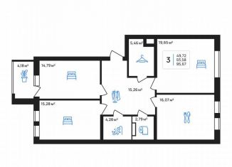 Продаю 3-комнатную квартиру, 95.7 м2, Липецкая область