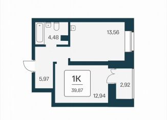 Продается 1-ком. квартира, 39.9 м2, Новосибирск