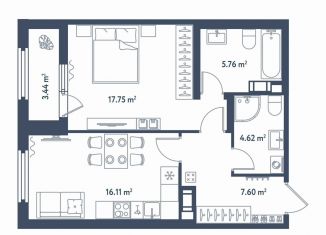 Продажа 1-ком. квартиры, 53.6 м2, Санкт-Петербург, метро Московские ворота