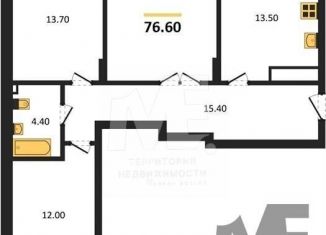 3-комнатная квартира на продажу, 76.6 м2, Калининградская область, Орудийная улица, 13