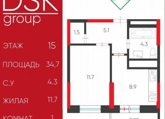 Продается 1-ком. квартира, 34.7 м2, Дмитров, ЖК Лесной Квартал, микрорайон имени В.Н. Махалина, 39