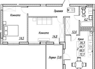 Продажа 2-ком. квартиры, 68.5 м2, Калининградская область