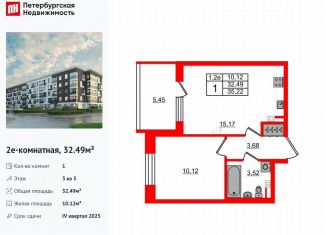 Продам 1-ком. квартиру, 32.5 м2, Санкт-Петербург, метро Звёздная