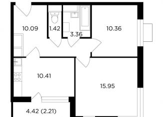 Продажа 2-комнатной квартиры, 53.8 м2, Одинцово, микрорайон Клубничное Поле, 10, ЖК Одинград квартал Семейный