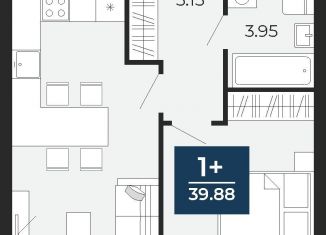 1-комнатная квартира на продажу, 39.9 м2, Тюмень, Калининский округ, улица Фармана Салманова, 23