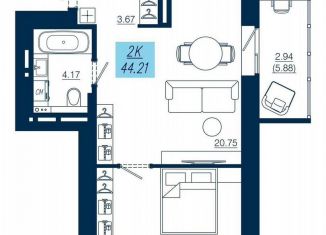 Продам 2-ком. квартиру, 44.2 м2, Красноярск, Советский район