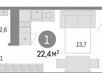 Продам квартиру студию, 22.4 м2, Новосибирск, Октябрьский район, Большевистская улица, 44