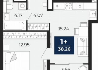 Однокомнатная квартира на продажу, 36.4 м2, Тюмень