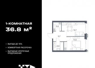 Продаю 1-комнатную квартиру, 36.8 м2, Москва, метро Люблино