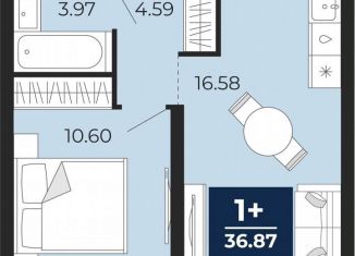 Продается однокомнатная квартира, 35.7 м2, Тюмень, Арктическая улица, 16