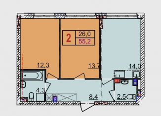 Продам 2-ком. квартиру, 55.2 м2, Нижегородская область, Артельная улица, 15к1