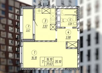 Продается 1-комнатная квартира, 35 м2, Оренбург, Просторная улица, 17