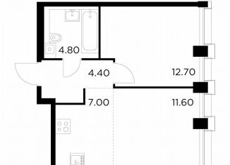 Продается 1-комнатная квартира, 40.5 м2, Москва