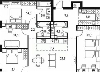 Продам 4-комнатную квартиру, 121 м2, Москва, метро Мичуринский проспект, жилой комплекс Левел Мичуринский, к7