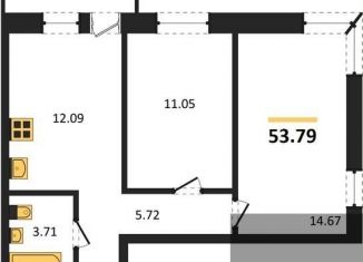 Двухкомнатная квартира на продажу, 53.8 м2, Воронеж, Левобережный район