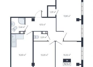 Продается 3-ком. квартира, 78.7 м2, Мурино, улица Шоссе в Лаврики, 93