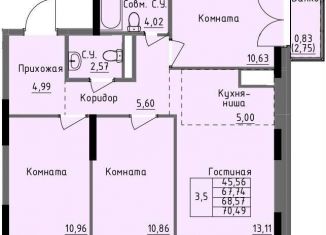 3-ком. квартира на продажу, 68.6 м2, Ижевск, улица Луначарского