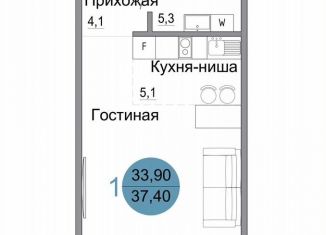 Продажа однокомнатной квартиры, 37.4 м2, Керчь