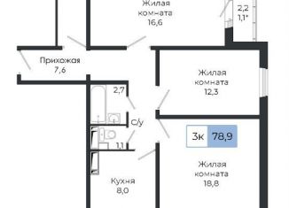 3-ком. квартира на продажу, 78.9 м2, Красноярск, Октябрьский район, жилой комплекс Три слона, 2