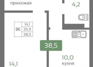 Продается 1-комнатная квартира, 38.5 м2, Красноярск, Октябрьский район