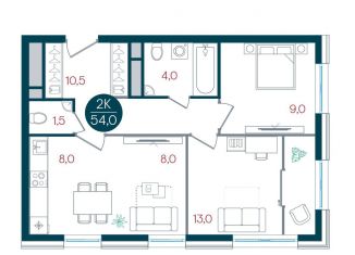 Продается 2-комнатная квартира, 54 м2, Москва, район Царицыно