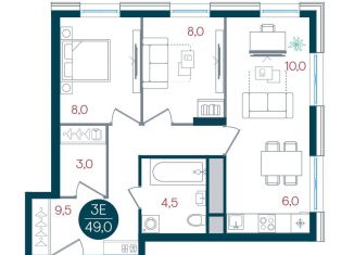 2-комнатная квартира на продажу, 49 м2, Москва, метро Южная