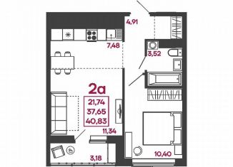 Продажа 2-ком. квартиры, 40.8 м2, Пенза, улица Измайлова, 41В, Железнодорожный район