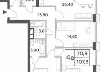 Продается 4-ком. квартира, 106.2 м2, Москва, район Раменки, проспект Генерала Дорохова, вл1к1