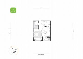 Продам 1-ком. квартиру, 34.5 м2, Набережные Челны, ЖК Притяжение