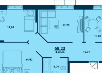 3-комнатная квартира на продажу, 68.2 м2, Уфа, Ленинский район