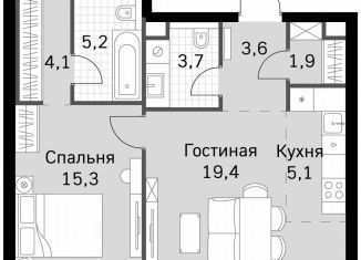 Продаю однокомнатную квартиру, 58.3 м2, Москва, метро Беговая