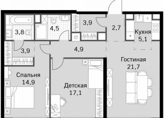 Продается 2-комнатная квартира, 82.5 м2, Москва, метро Беговая