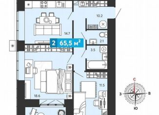 Продаю 2-ком. квартиру, 65.5 м2, село Засечное