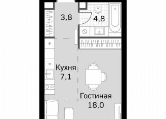 Квартира на продажу студия, 33.6 м2, Москва, метро Беговая