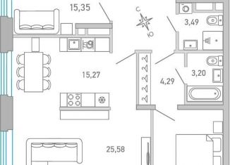 Продается 2-комнатная квартира, 88.6 м2, Санкт-Петербург, метро Чёрная речка, набережная Чёрной речки, 1