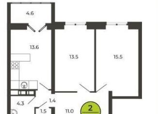 2-ком. квартира на продажу, 63.6 м2, посёлок Свень, Соборная улица, 16