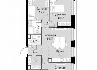 Продажа 3-комнатной квартиры, 87.7 м2, Москва, метро Беговая