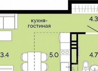 Квартира на продажу свободная планировка, 27.4 м2, Пермь, улица Куйбышева, 135, Свердловский район