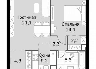 Продажа однокомнатной квартиры, 55.1 м2, Москва, метро Беговая