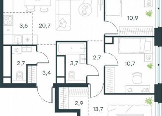 Продается четырехкомнатная квартира, 75 м2, Москва, метро Хорошёвская, жилой комплекс Левел Звенигородская, к2