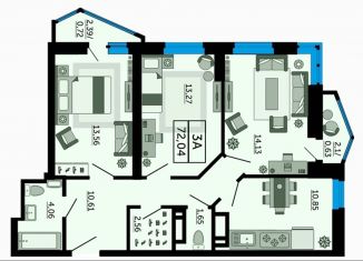 Продается трехкомнатная квартира, 72 м2, Ростов-на-Дону, Привокзальная улица, 9, Железнодорожный район