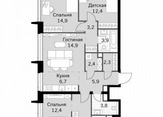 Продаю 3-ком. квартиру, 94.6 м2, Москва, метро Беговая