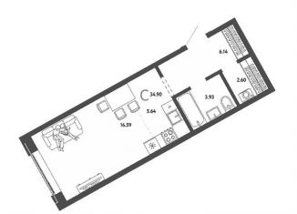 Продам квартиру студию, 34.9 м2, Новосибирск, метро Заельцовская