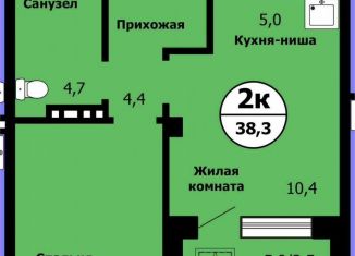 Продам 1-ком. квартиру, 38.3 м2, Красноярск, улица Лесников, 41Б