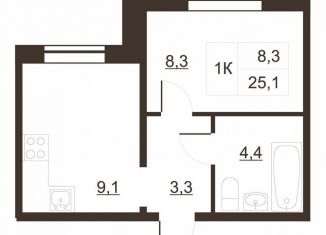 Продаю 1-ком. квартиру, 25.9 м2, Волхов, Волховский проспект, 53