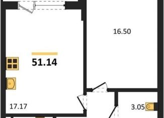 Продается 1-комнатная квартира, 51.1 м2, Воронеж, улица Ворошилова, 1, Ленинский район