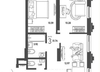 Продается 3-комнатная квартира, 51.7 м2, Новосибирск