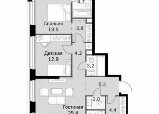 Продаю двухкомнатную квартиру, 84.4 м2, Москва, метро Беговая