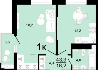 Продам 1-комнатную квартиру, 43.3 м2, Горячий Ключ, улица Ярославского, 111А