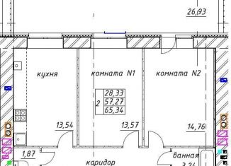 Двухкомнатная квартира на продажу, 65.3 м2, Ярославская область